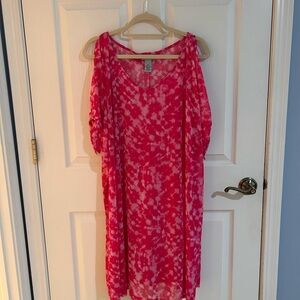 Catherines Pink Tie-Dye Swim Coverup